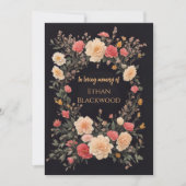 フローラブラック愛の記憶の葬儀招待状 招待状 (正面)