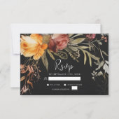 フローラブラック秋エレガントウェディング 出欠カード (正面)