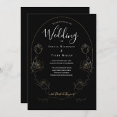 フローラブラック結婚ゴシック 招待状 (正面/裏面)