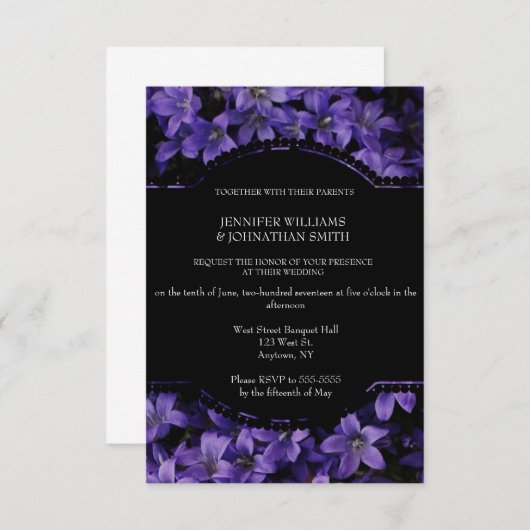 フローラブラック結婚式招待状 招待状 (正面/裏面)