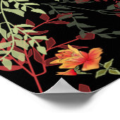 フローラブラック背景シームレスパターン ポスター (角)