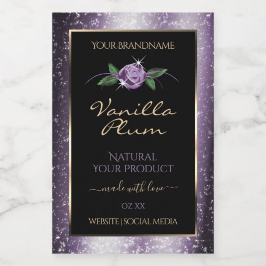 フローラブラック製品ラベルソフトグリッター フードラベル (シングルラベル)