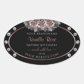 フローラブラック製品ラベルバラ金ゴールドフレーム宝石 楕円形シール (正面)