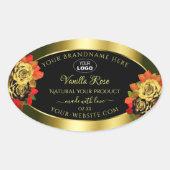 フローラブラック金ゴールドきらめく製品ラベルバラロゴ 楕円形シール (正面)