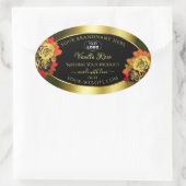 フローラブラック金ゴールドきらめく製品ラベルバラロゴ 楕円形シール (バッグ)