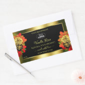 フローラブラック金ゴールドきらめく製品ラベルバラロゴ 長方形シール (封筒)