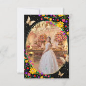 フローラブラック金ゴールドバタフライキンセアニラ写真 ノートカード (裏面)