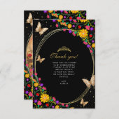 フローラブラック金ゴールドバタフライキンセアニラ写真 ノートカード (正面/裏面)