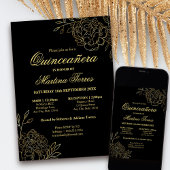 フローラブラック金ゴールドファインアートキンセアニェラアンドマス 招待状