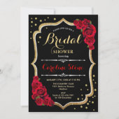 フローラブラック金ゴールドブライダルシャワー 招待状 (正面)