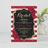 フローラブラック金ゴールドレッドストライプブライダルシャワー 招待状 (スタンド正面)