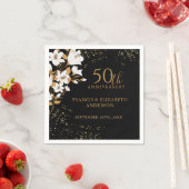 フローラブラック金ゴールド50結婚周年 スタンダードカクテルナプキン (インサイチュ)