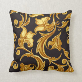 フローラブラック金ゴールド クッション