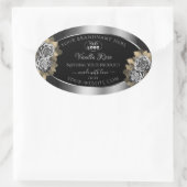 フローラブラック銀製品ラベルリーフィバラロゴ 楕円形シール (バッグ)