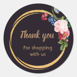 フローラブラック・ビジネス・スタンプ ラウンドシール