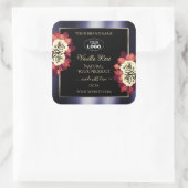 フローラブラック・ブルー製品ラベル咲きバラロゴ スクエアシール (バッグ)