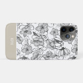 フローラブラック、ホワイト、およびタン(モノグラム) Case-Mate iPhoneケース (裏面(横))