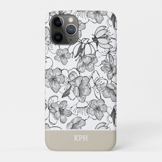 フローラブラック、ホワイト、およびタン(モノグラム) Case-Mate iPhoneケース (裏)