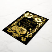 フローラブラック&金ゴールドヴィンテージデコ結婚ア 箔招待状 (回転した状態)