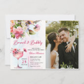 フローラブランチと泡立ちブライダルシャワー写真 招待状 (正面)