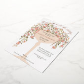 フローラブランチアンドバブリーシャンパンブライダルシャワー 箔招待状 (回転した状態)