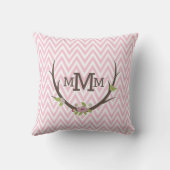 フローラブランチピンクシェブロンパターンモノグラム クッション (裏面)