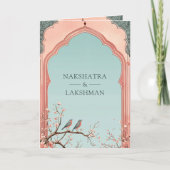 フローラブランチロマンチックな鳥のインディアン結婚の写真 招待状 (正面)