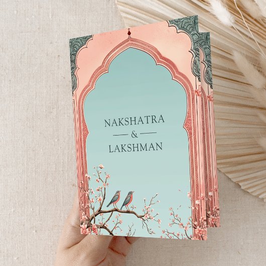 フローラブランチロマンチックな鳥のインディアン結婚の写真 招待状