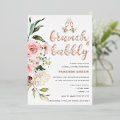 フローラブランチ&バブリーブライダルシャワーバラ金ゴールド 箔招待状 (立ち正面)