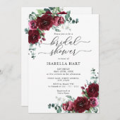 フローラブルガンディウォーターカラーマルサラブライダルシャワー 招待状 (正面/裏面)