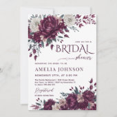 フローラブルガンディクリームラブイン開花ブライダルシャワー 招待状 (正面)
