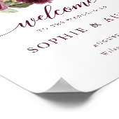 フローラブルガンディパンプキン秋の結婚式ウェルカムサイン ポスター (角)