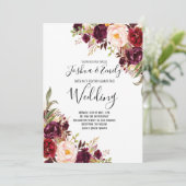 フローラブルガンディピーニーボホ結婚式招待状 招待状 (スタンド正面)