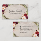 フローラブルガンディピーニー赤面 素朴 名刺 (正面/裏面)