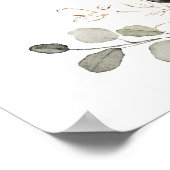 フローラブルガンディホワイトグリーンリー金ゴールドブライダルシャワー ポスター (角)