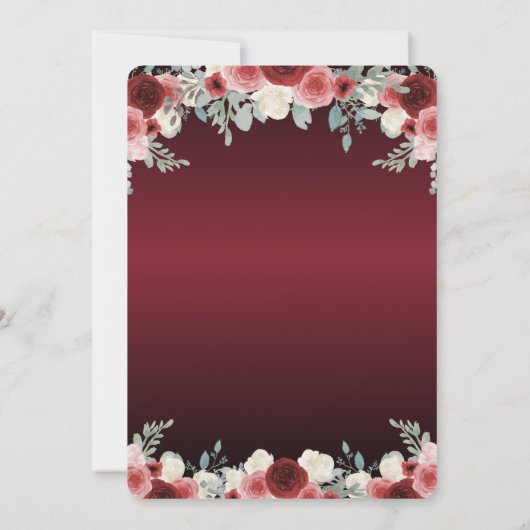 フローラブルガンディレッドプリンセス誕生日キンセアニェラ 招待状 (裏面)