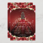 フローラブルガンディレッド金ゴールドグラムプリンセスキンセアニェラ 招待状 (正面/裏面)