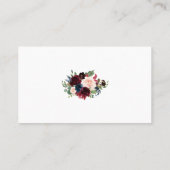 フローラブルグンディ結婚ブルーの予約書名 プレイスカード (裏面)