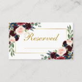 フローラブルグンディ結婚ブルーの予約書名 プレイスカード (正面)