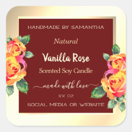 フローラブルゴーニュおよび金ゴールド製品の包装ラベル スクエアシール