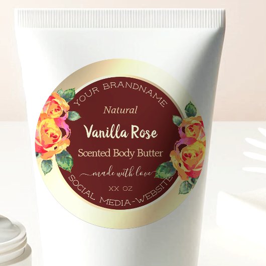 フローラブルゴーニュおよび金ゴールド製品の包装ラベル ラウンドシール