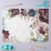 フローラブルゴーニュと海軍のスクリプトEphemera Decompage 薄葉紙 (クラフト)