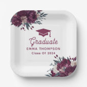 フローラブルゴーニュと2024年のクリーム卒業クラス ペーパープレート (正面)
