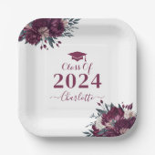 フローラブルゴーニュと2024年のクリーム卒業クラス ペーパープレート (正面)