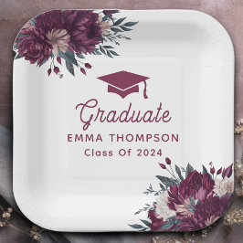フローラブルゴーニュと2024年のクリーム卒業クラス ペーパープレート