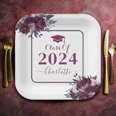 フローラブルゴーニュと2024年のクリーム卒業クラス ペーパープレート