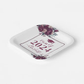 フローラブルゴーニュと2024年のクリーム卒業クラス ペーパープレート (傾斜あり)