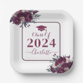 フローラブルゴーニュと2024年のクリーム卒業クラス ペーパープレート (正面)