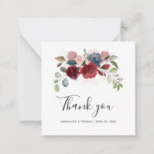 フローラブルゴーニュのスクリプトエレガントな結婚式ありがとう ノートカード (正面)