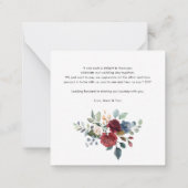 フローラブルゴーニュのスクリプトエレガントな結婚式ありがとう ノートカード (裏面)